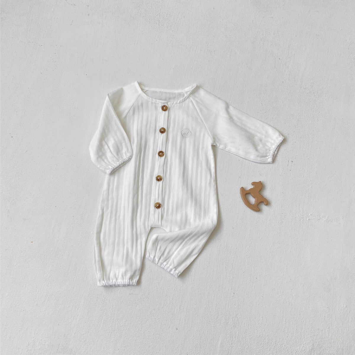MyKids-USA® Autumn Arrival Baby Kids Long Sleeves Letters Embroidered Solid Color Rompers
