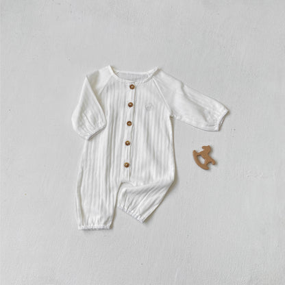 MyKids-USA® Autumn Arrival Baby Kids Long Sleeves Letters Embroidered Solid Color Rompers