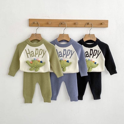 Arrival Autumn Baby Unisex Long Sleeves Color Patchwork Letters and Cartoon Pattern Knitted Top Sweater and Long Trousers Clothing Set, MyKids-USA®, Baby & Toddler Outfits, MyKids-USA -  -  -  -  -  -  - 