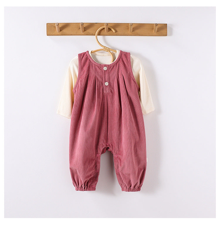 Autumn Baby Kids Girls Cute Rabbit’s Ears Design Crew Neck Top and Overalls Clothing Sets, MyKids-USA®, Baby One-Pieces, MyKids-USA - Size/Age - 66 (3-6M) - Color - Pink -  -  - TR2409261526-A