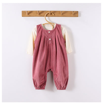 Autumn Baby Kids Girls Cute Rabbit’s Ears Design Crew Neck Top and Overalls Clothing Sets, MyKids-USA®, Baby One-Pieces, MyKids-USA - Size/Age - 66 (3-6M) - Color - Pink -  -  - TR2409261526-A