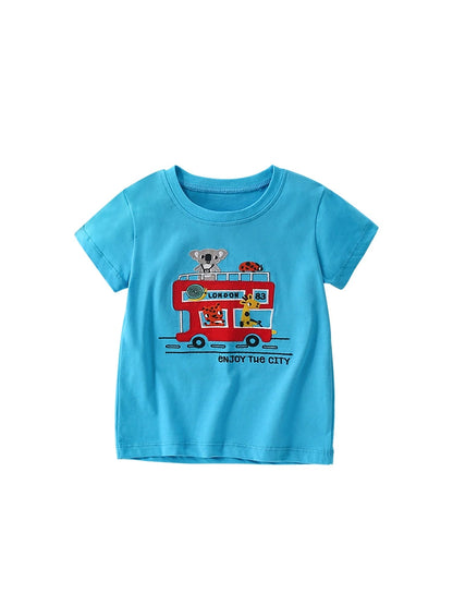 Summer Boys’ English Elements and Animals Cartoon Pattern T-shirt in European and American Style, MyKids-USA®, T-Shirts, MyKids-USA -  -  -  -  -  -  - 