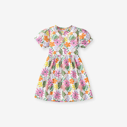 Summer Colorful Floral Dress for Girls, European and American Cute Flowers Printed Dress, MyKids-USA®, Baby & Toddler Dresses, MyKids-USA - Size/Age - 90 (12-24M) - Color - Colorful -  -  - TR2412251121-A