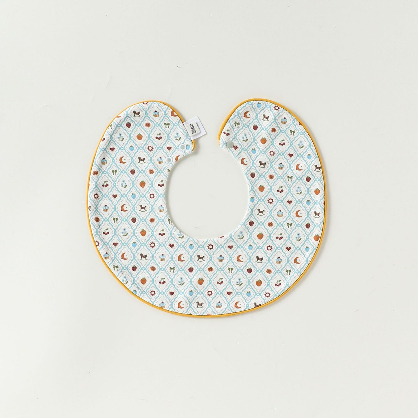 Adorable Flowers and Fruits Pattern Cotton Blend Snap-on Round Shaped Bib, MyKids-USA®, Bibs, MyKids-USA® - Size/Age - M (1-3Y) - Color - Green -  -  - TR2604242318-C.