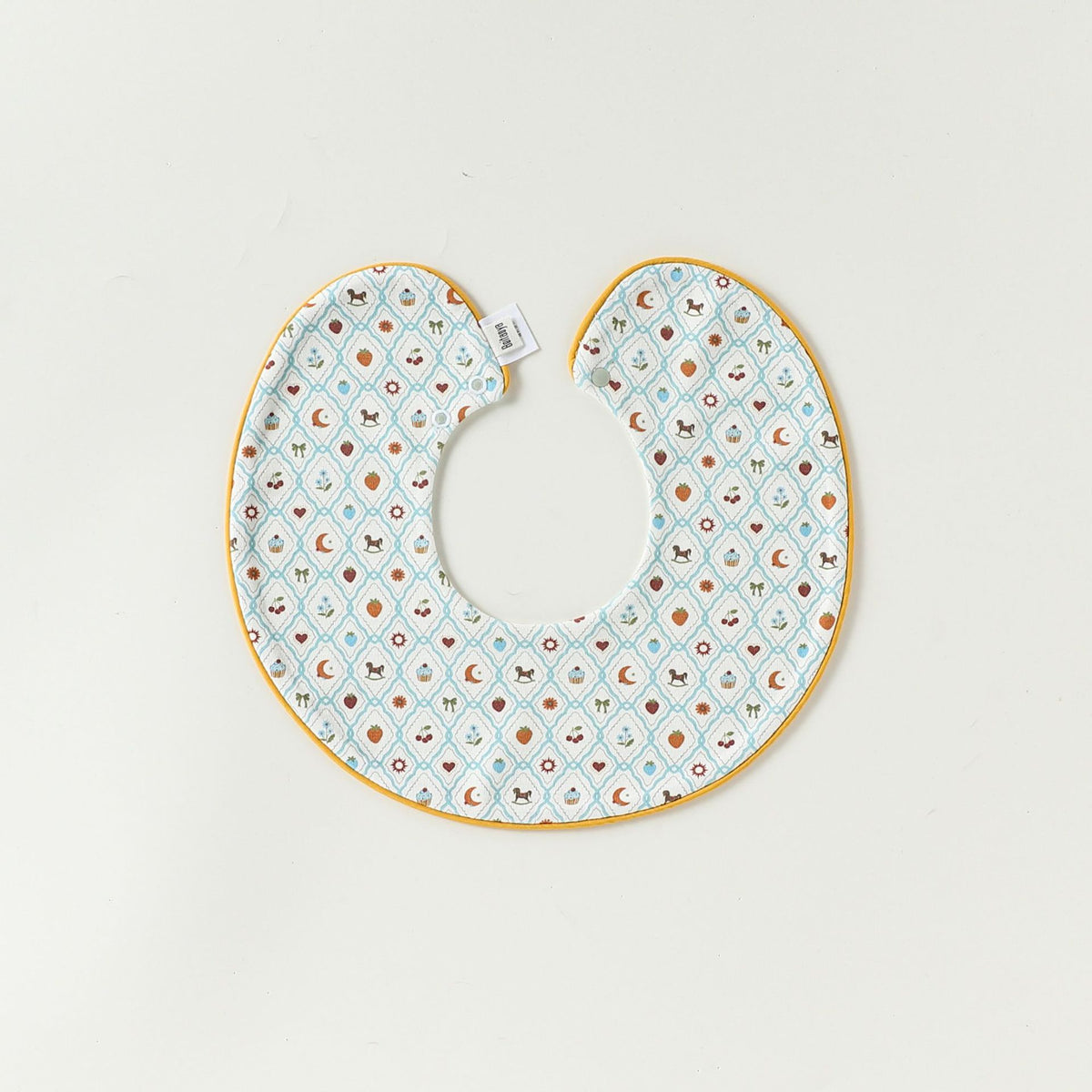 Adorable Flowers and Fruits Pattern Cotton Blend Snap-on Round Shaped Bib, MyKids-USA®, Bibs, MyKids-USA - Size/Age - M (1-3Y) - Color - Green -  -  - TR2604242318-C.