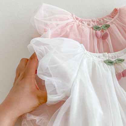 Summer Arrival Baby Girls Cute Short Sleeves Solid Color Tulle Design Onesies, MyKids-USA®, Baby One-Pieces, MyKids-USA -  -  -  -  -  -  - 