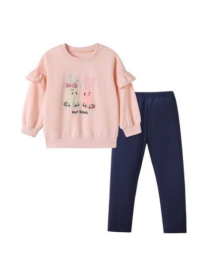 Spring and Autumn Girls Rabbits Cartoon Pattern Long Sleeves Sweatshirt and Plain Pants Clothing Set, MyKids-USA®, Baby & Toddler Outfits, MyKids-USA -  -  -  -  -  -  - 