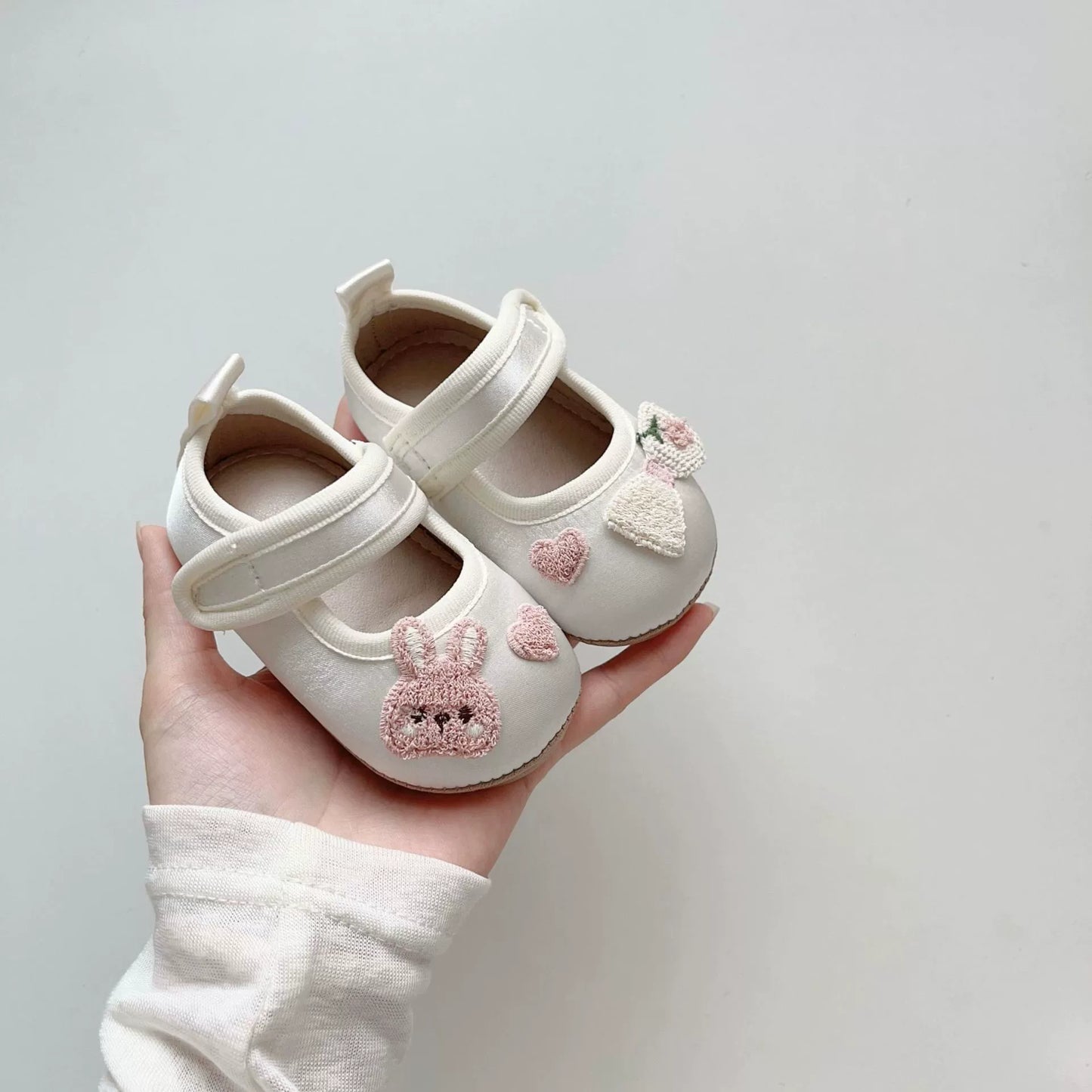 Spring and Autumn Baby Girl Fashion Rabbit and Heart Pattern Toddler Soft-Sole Anti-slip Walking Shoes, MyKids-USA®, First Steps & Crawlers, MyKids-USA - Size/Age - insole length 11.00 cm - Color - White -  -  - TR2509082313-B