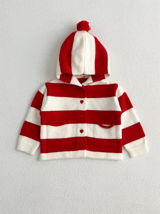 Arrival Baby Kids Girls Striped Color Patchwork Single Breasted Knitwear Hoodie, MyKids-USA®, Baby & Toddler Outerwear, MyKids-USA -  -  -  -  -  -  - .