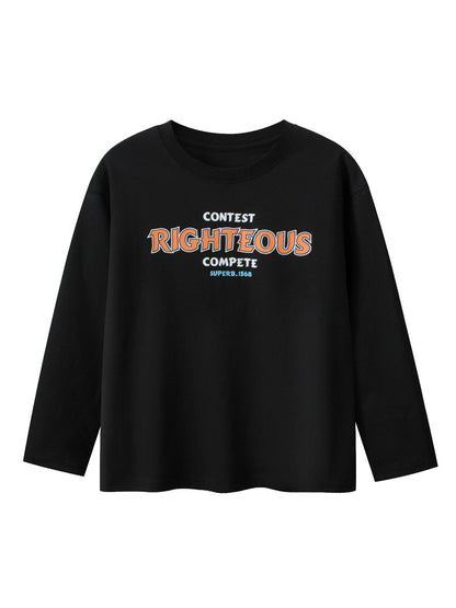 Autumn Arrival Kids Boys Letters Print Crew Neck Long Sleeves Shirt, MyKids-USA®, Baby & Toddler Outerwear, MyKids-USA - Size/Age - 120 (5-7Y) - Color - Black -  -  - TR2410032201-A