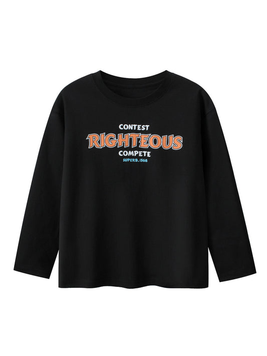 Autumn Arrival Kids Boys Letters Print Crew Neck Long Sleeves Shirt, MyKids-USA®, Baby & Toddler Outerwear, MyKids-USA - Size/Age - 120 (5-7Y) - Color - Black -  -  - TR2410032201-A