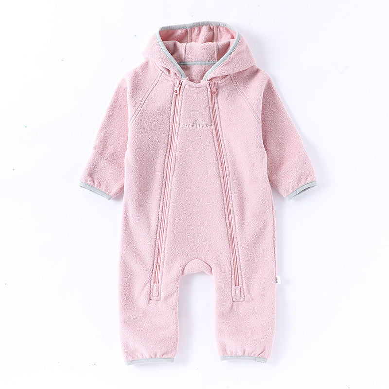 Winter Arrival Baby Unisex Long Sleeves Solid Color Letters Pattern Zip-up Rompers, MyKids-USA®, Baby One-Pieces, MyKids-USA - Size/Age - 66 (3-6M) - Color - Pink -  -  - TR2509182221-D