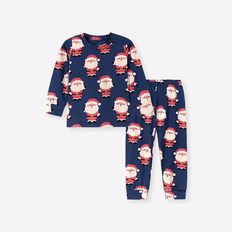 Baby Kids Christmas Cartoon Pattern Long Sleeves Casual Pajamas Clothing Set, MyKids-USA®, Baby & Toddler Sleepwear, MyKids-USA - Size/Age - 90 (12-24M) - Color - Navy Blue (Dark Blue) -  -  - TR2508282138-A