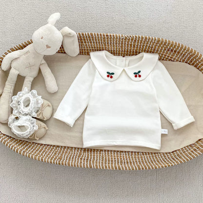 Spring and Autumn Baby Kids Girls Cherry Pattern Long Sleeves Beige Top and Plaid Sleeveless Dress Clothing Set, MyKids-USA®, Baby & Toddler Outfits, MyKids-USA -  -  -  -  -  -  - 