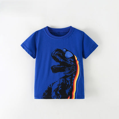 Summer Boys’ Cartoon Pattern T-shirt in European and American Style