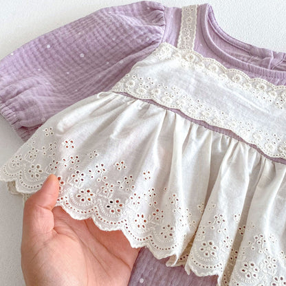 Autumn Arrival Baby Girls Long Sleeves Floral and Dots Pattern Color Patchwork Onesies, MyKids-USA®, Baby One-Pieces, MyKids-USA -  -  -  -  -  -  - 