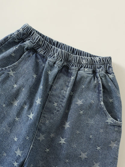 MyKids-USA® Arrival Autumn Girls Stars Pattern Jeans