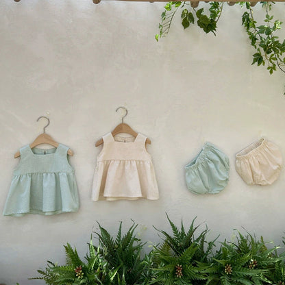 Summer Hot Selling Baby Kids Girls Sleeveless Square Neck Plaid Vest and Shorts Clothing Set, MyKids-USA®, Baby & Toddler Outfits, MyKids-USA -  -  -  -  -  -  - 