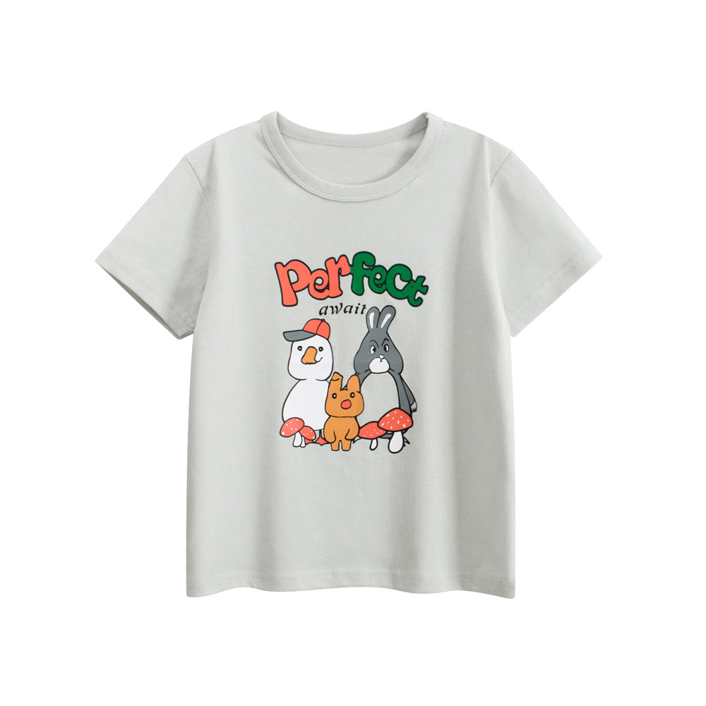 Summer Boys’ Animals Cartoon and Letters Pattern T-shirt in European and American Style, MyKids-USA®, Baby & Toddler Tops, MyKids-USA - Size/Age - 90 (12-24M) - Color - Grey -  -  - TR2505182103-A