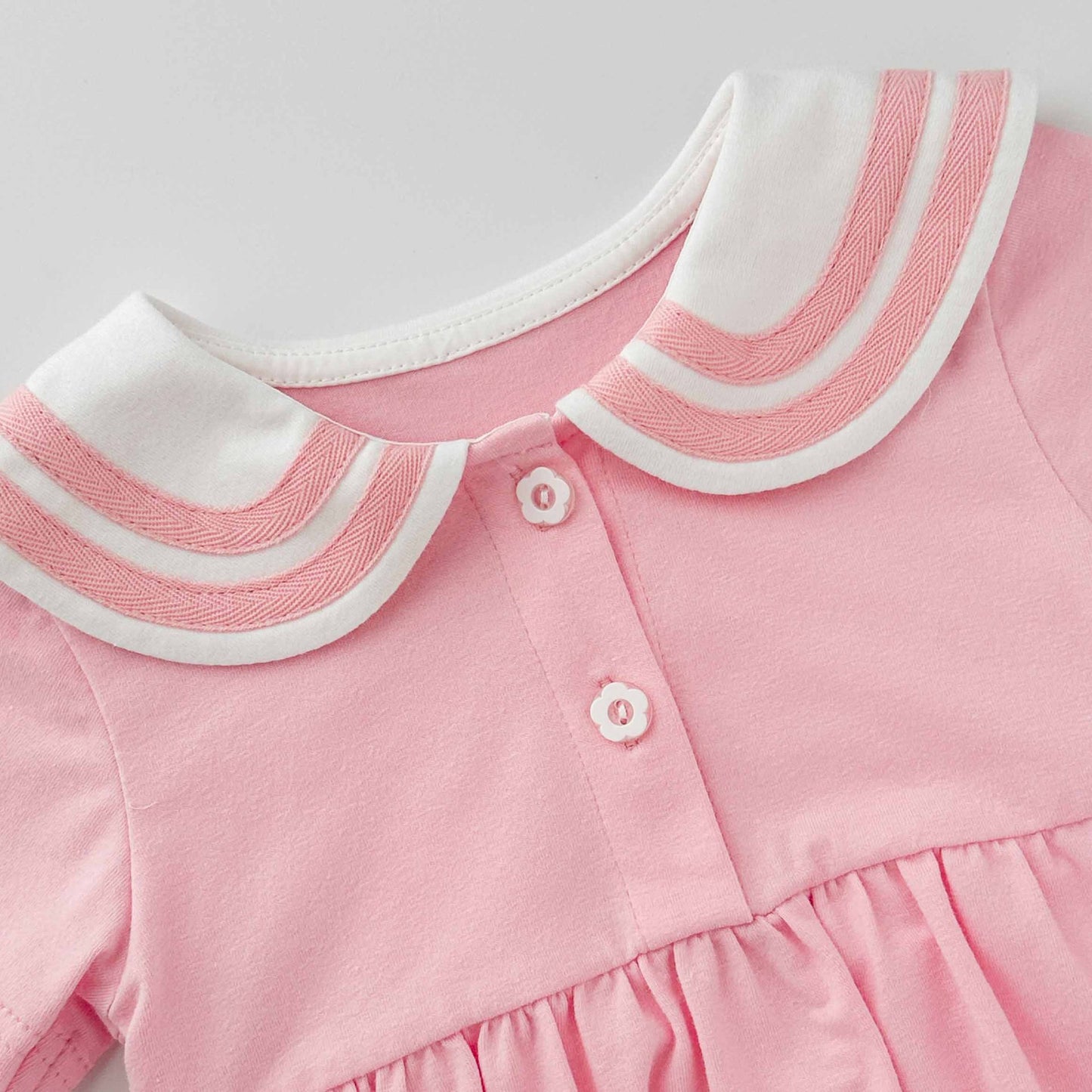 Summer Arrival Baby Girls Cute Preppy Short Sleeves Color Patchwork Onesies with Navy Collar, MyKids-USA®, Baby One-Pieces, MyKids-USA -  -  -  -  -  -  - 