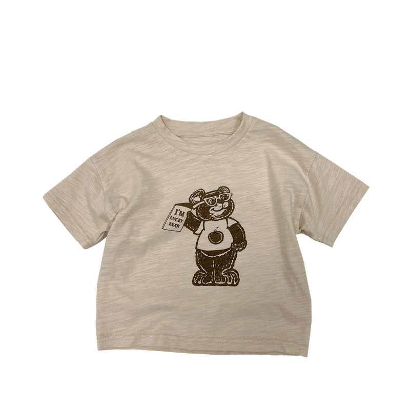 Baby Cartoon Bear Graphic Short Sleeve Comfy T-Shirt