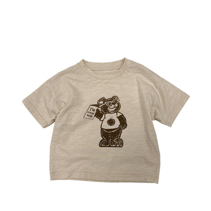 Baby Cartoon Bear Graphic Short Sleeve Comfy T-Shirt