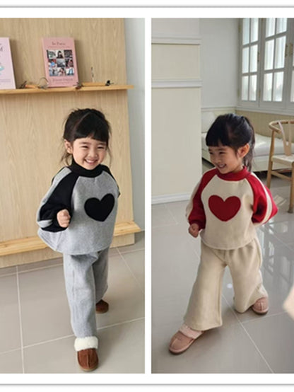 Winter Hot Selling Baby Girls Long Sleeves Simple Heart Pattern Top Pullover and Trousers Set, MyKids-USA®, Baby & Toddler Outfits, MyKids-USA -  -  -  -  -  -  - 