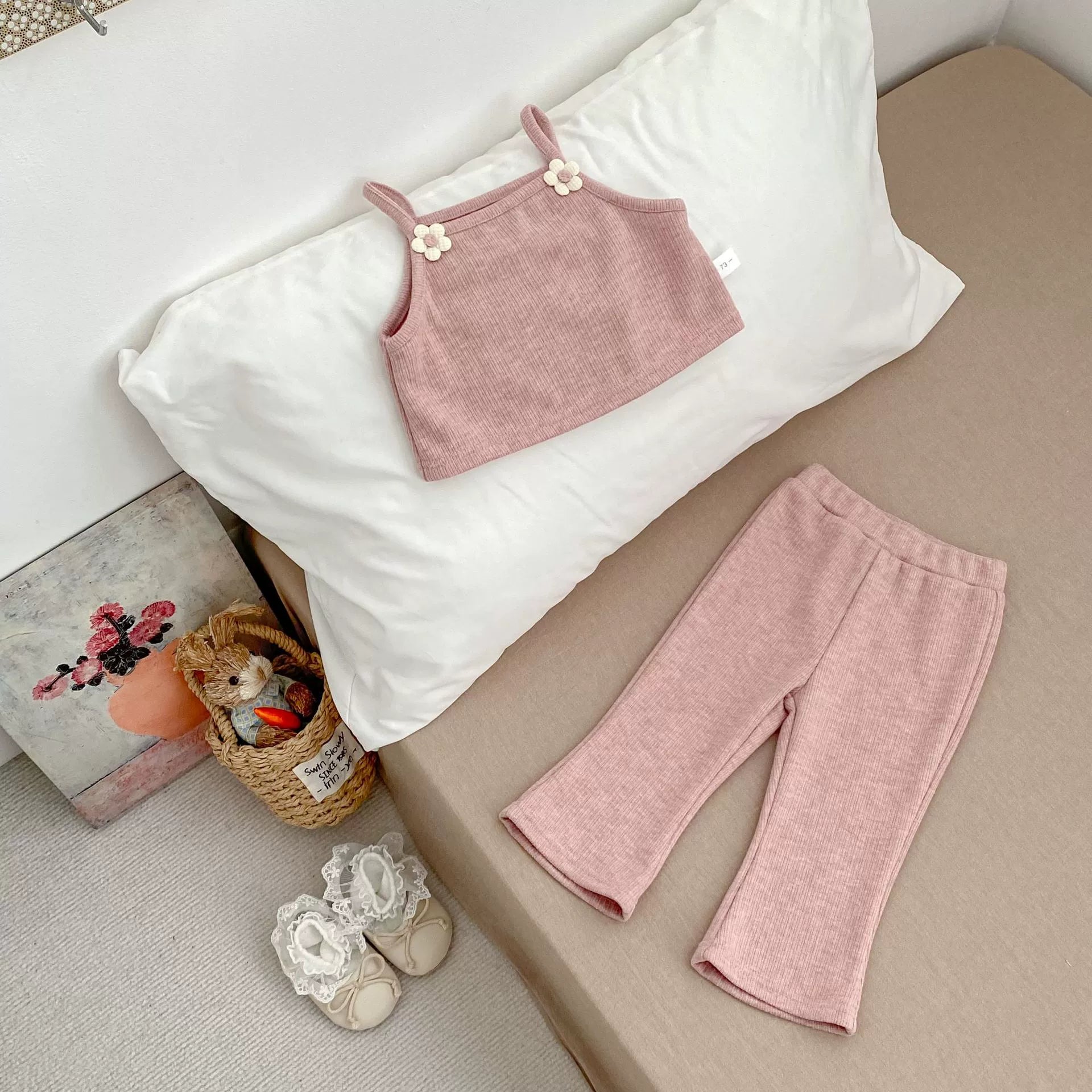 Spring and Autumn Baby Kids Girls Flowers Decorated Sleeveless Vest, Plain Long Sleeves Top and Pants Clothing Set, MyKids-USA®, Baby & Toddler Outfits, MyKids-USA -  -  -  -  -  -  - 