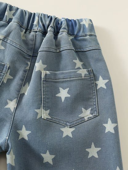 MyKids-USA® Arrival Autumn Girls Stars Pattern Jeans