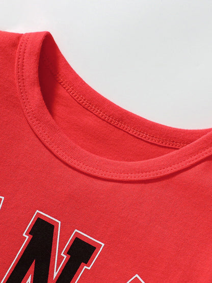 Kids’ Color Patchwork Letters Pattern Short Sleeves T-shirt in European and American Style for Summer, MyKids-USA®, Baby & Toddler Tops, MyKids-USA -  -  -  -  -  -  - 