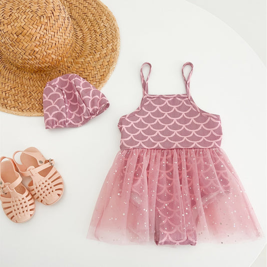 Summer Arrival Baby Girls Pink Geometric Pattern Strap Swimwear, MyKids-USA®, Baby One-Pieces, MyKids-USA - Size/Age - 66 (3-6M) - Color - Pink -  -  - TR2504072201-A