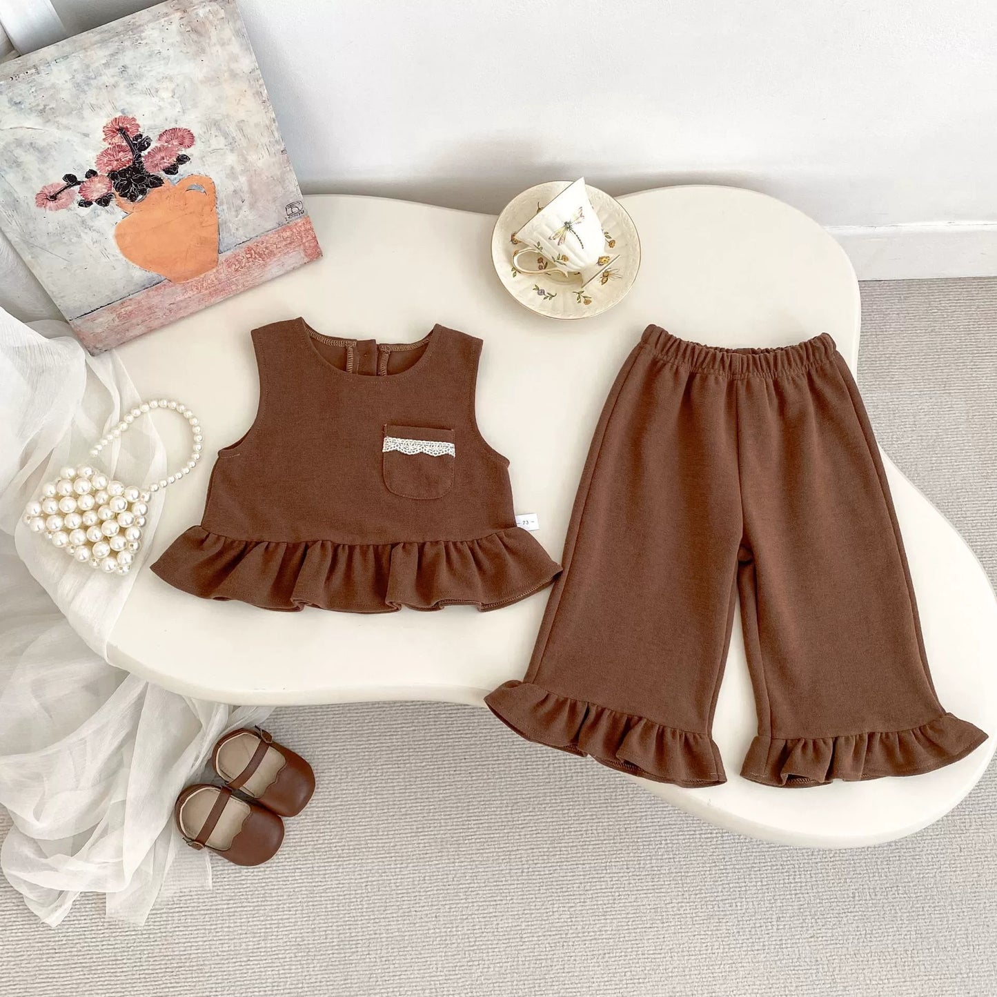 Spring and Autumn Baby Kids Girls Lace Decorated Sleeveless Vest, Plain Long Sleeves Top and Pants Clothing Set, MyKids-USA®, Baby & Toddler Outfits, MyKids-USA -  -  -  -  -  -  - 