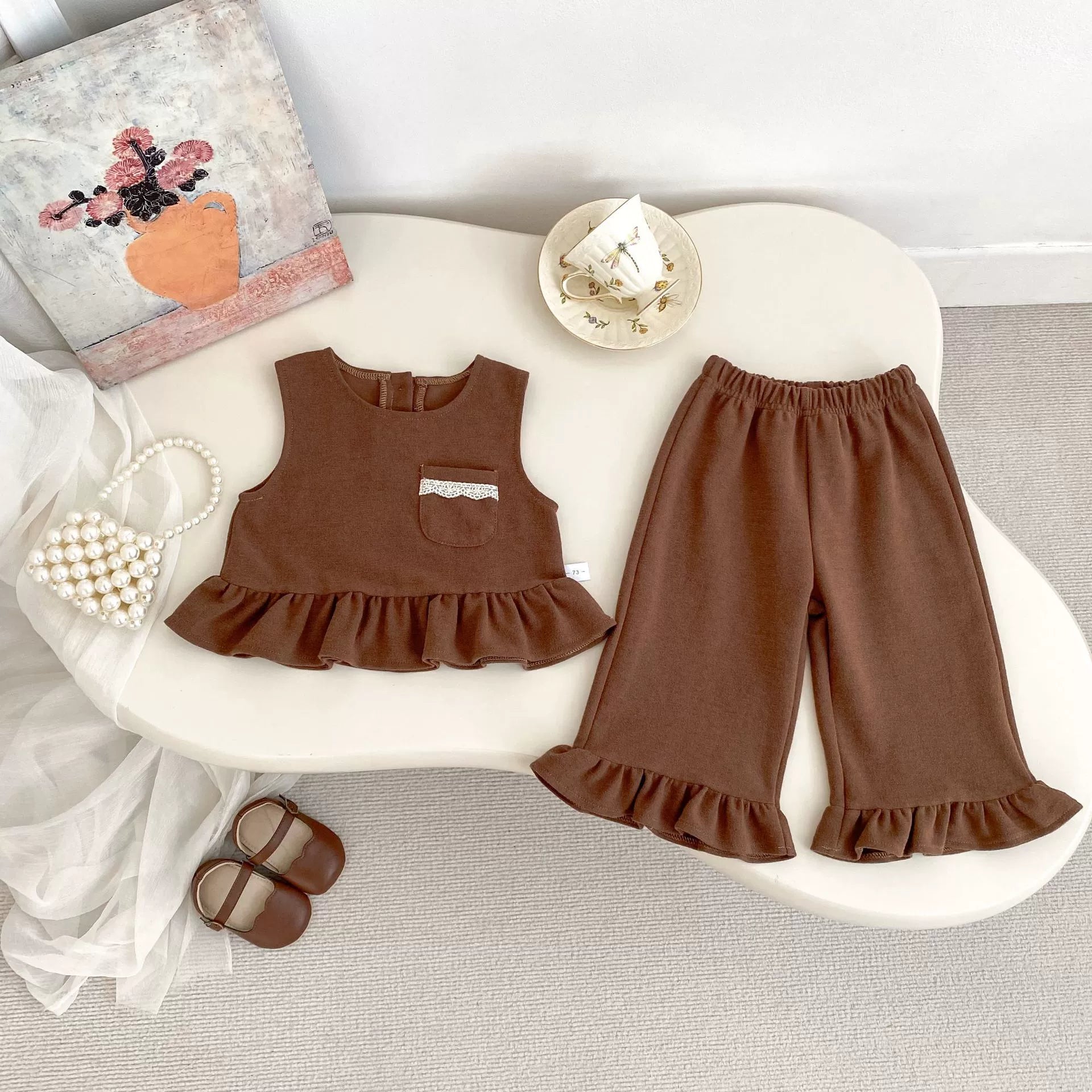 Spring and Autumn Baby Kids Girls Lace Decorated Sleeveless Vest, Plain Long Sleeves Top and Pants Clothing Set, MyKids-USA®, Baby & Toddler Outfits, MyKids-USA -  -  -  -  -  -  - 