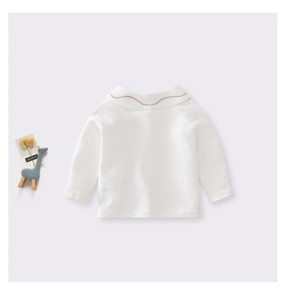 Arrival Spring and Autumn Baby Kids Girls Embroidered Pattern Collar Shirt