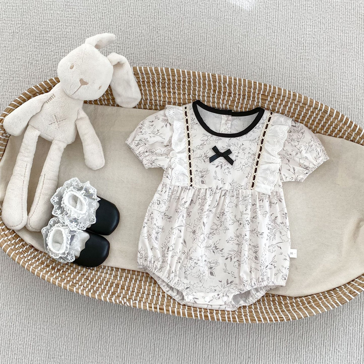 Spring/Summer Arrival Baby Girls Long/Short Sleeves Floral Print bodysuit Bodysuits, MyKids-USA®, Baby One-Pieces, MyKids-USA - Size/Age - 66 (3-6M) - Color - Black -  -  - TR2501142355-B.