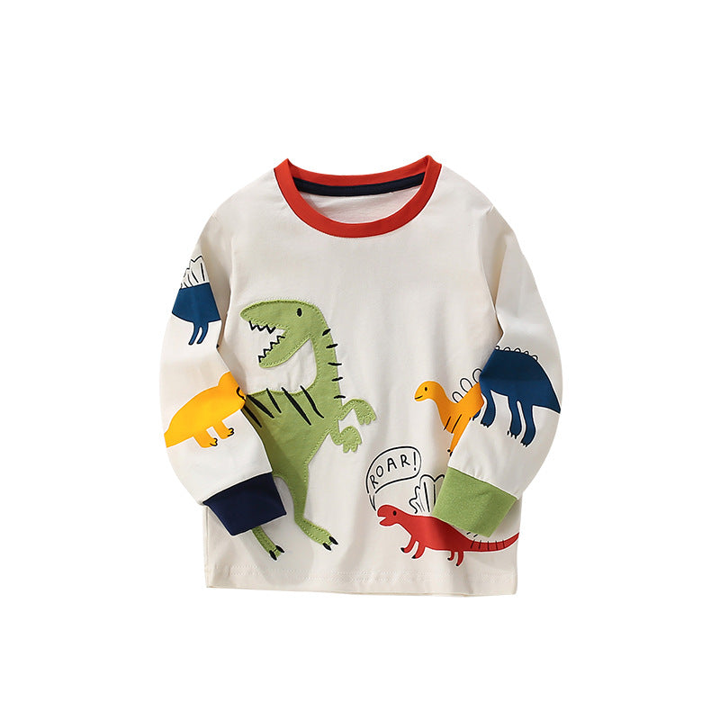 Autumn and Spring Arrival Animals Cartoon Pattern Long Sleeves Top for Stylish Boys, MyKids-USA®, Shirts, MyKids-USA - Size/Age - 100 (2-3Y) - Color - Apricot -  -  - TR2602041151-A.