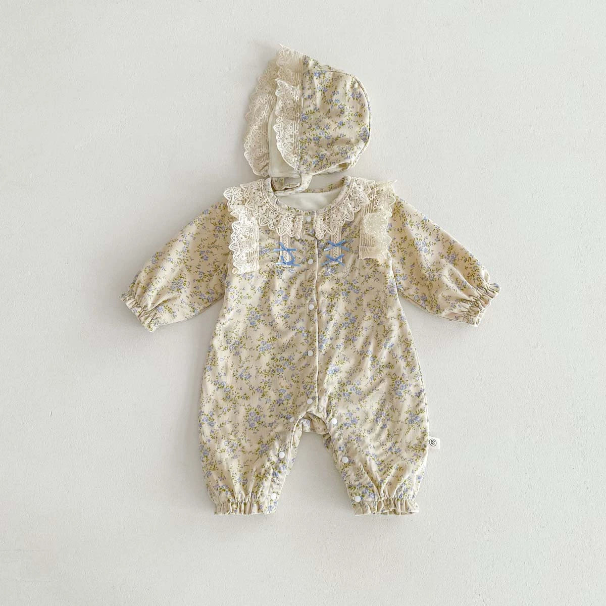 Winter Arrival Baby Girls Long Sleeves Floral Pattern Fleece-line Rompers with Hat, MyKids-USA®, Baby One-Pieces, MyKids-USA -  -  -  -  -  -  - 