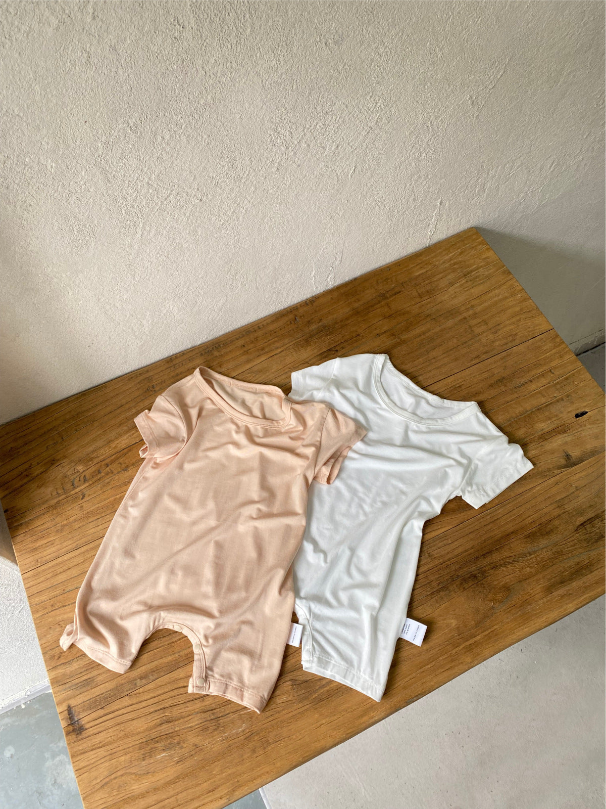 Hot Selling Summer Baby Kids Short Sleeves Solid Color Rompers