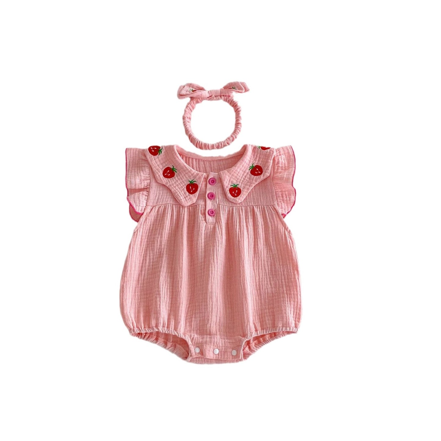 Summer Arrival Baby Girls Sleeveless Strawberry Pattern Bodysuit, MyKids-USA®, Baby & Children's One-Pieces, MyKids-USA - Size/Age - 66 (3-6M) - Color - Pink -  -  - TR2604192139-A.