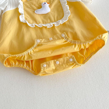 Summer Arrival Baby Girls Cute Cartoon Duck Decorated Short Sleeves Onesies, MyKids-USA®, Baby One-Pieces, MyKids-USA -  -  -  -  -  -  - 