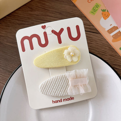 Collection of 2 Versatile Cute Cloth Design Hair Clips, MyKids-USA®, Hair Pins, Claws & Clips, MyKids-USA - Size/Age - Average Size (0-12Y） - Color - Light Yellow -  -  - TR2602011218-D.