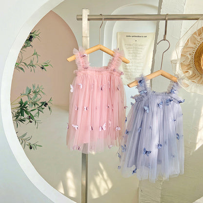 Summer Baby Kids Girls Sleeveless Butterfly Pattern Tulle Strap Dress, MyKids-USA®, Baby & Children's Dresses, MyKids-USA -  -  -  -  -  -  - .