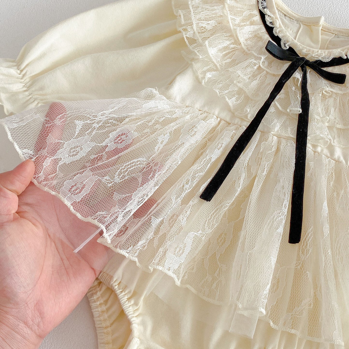 Spring Arrival Baby Girls Long Sleeves Tulle Decorated Flowers Pattern Bodysuit, MyKids-USA®, Bodysuits, MyKids-USA -  -  -  -  -  -  - .