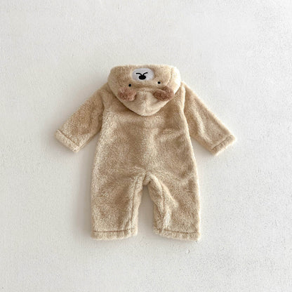 Infant Baby Little Bear Thicken Long Sleeve Jumpsuit In Winter