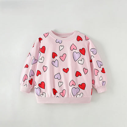 MyKids-USA® Spring and Autumn Baby Kids Girls Hearts Pattern Long Sleeves Top