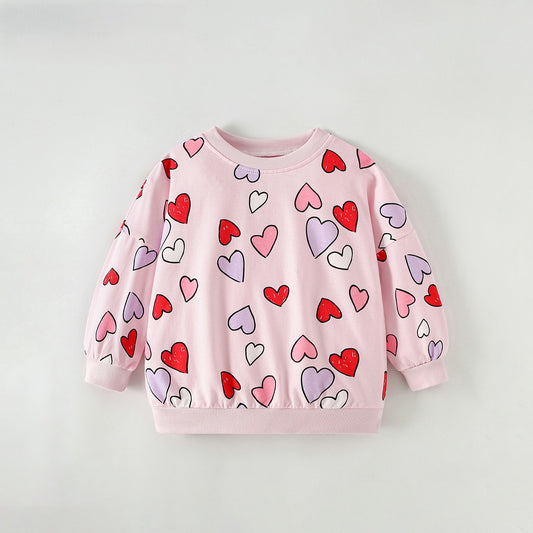 MyKids-USA® Spring and Autumn Baby Kids Girls Hearts Pattern Long Sleeves Top