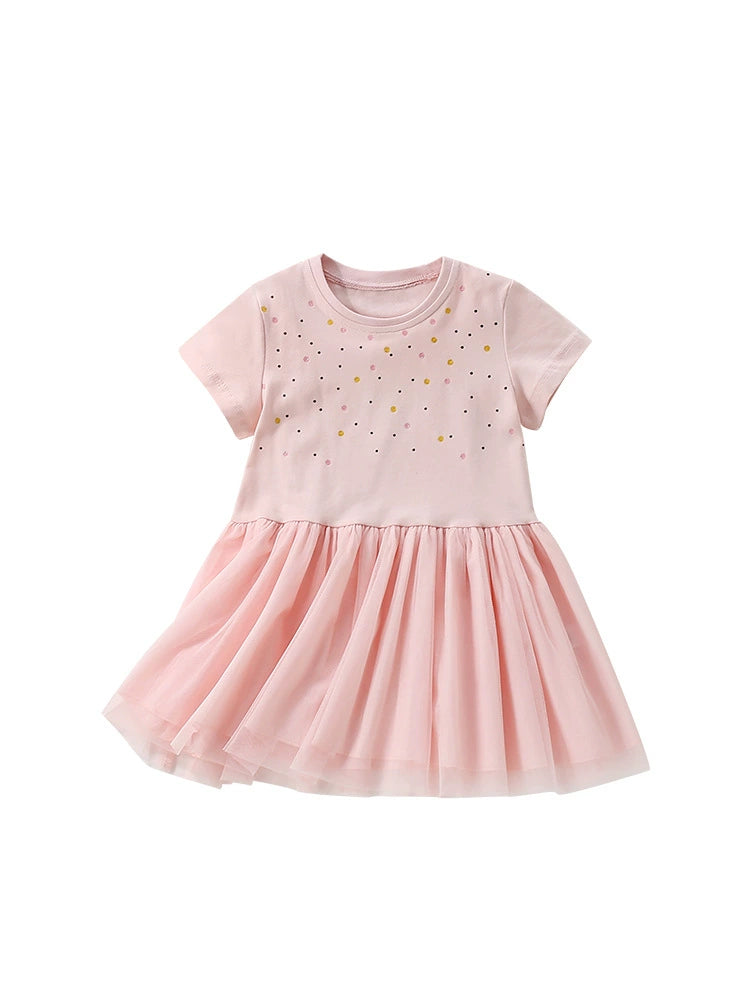 Summer Arrival Colorful Dots Pattern Short Sleeves Tulle Design Cute Dress for Stylish Girls, MyKids-USA®, Baby & Toddler Dresses, MyKids-USA -  -  -  -  -  -  - 