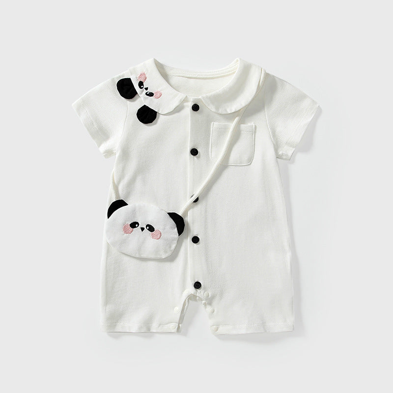 Summer Arrival Baby Unisex Short Sleeves Cute Panda Pattern Rompers, MyKids-USA®, Baby One-Pieces, MyKids-USA - Size/Age - 66 (3-6M) - Color - Beige -  -  - TR2505011718-A