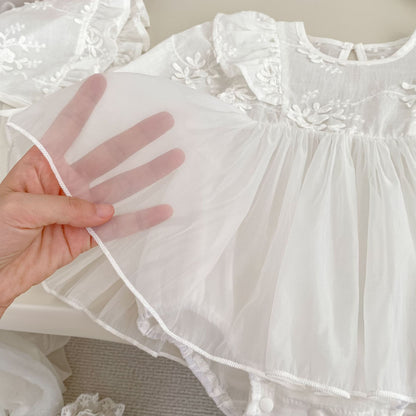 Baby Girls Solid Color Long Sleeves Flowers Pattern Tulle Onesies Dress, MyKids-USA®, Baby & Toddler Dresses, MyKids-USA -  -  -  -  -  -  - 