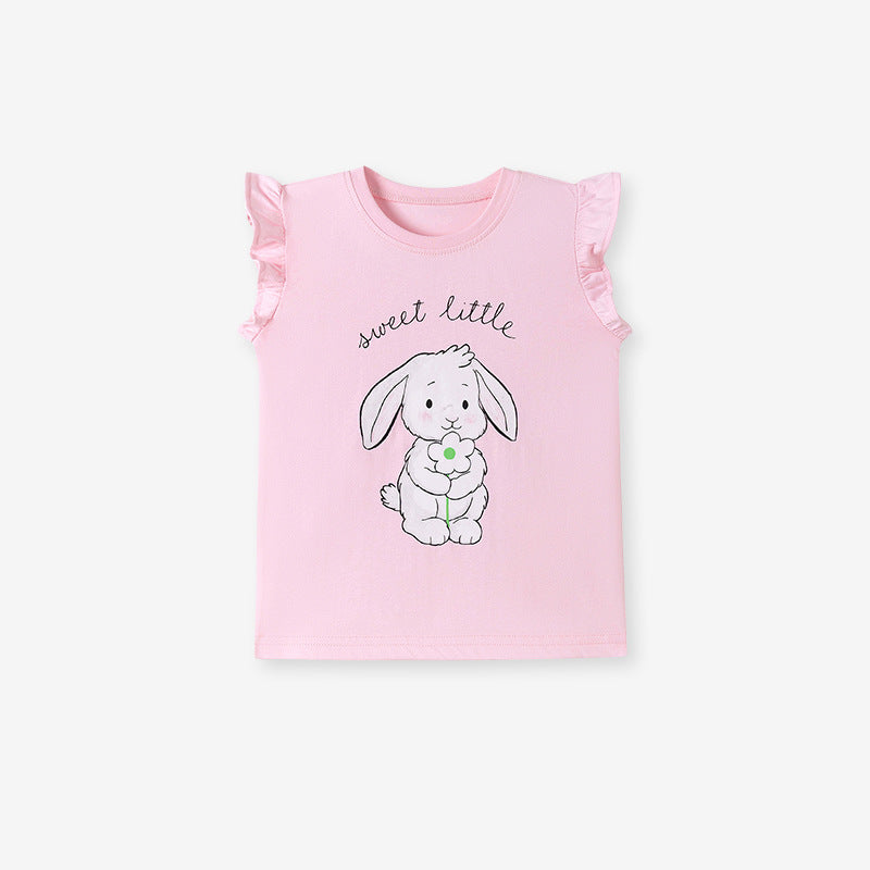 Kids’ Cartoon Pattern Fly Sleeves T-shirt in European and American Style for Summer, MyKids-USA®, Baby & Toddler Tops, MyKids-USA - Size/Age - 90 (12-24M) - Color - Pink -  -  - TR2601112313-A.